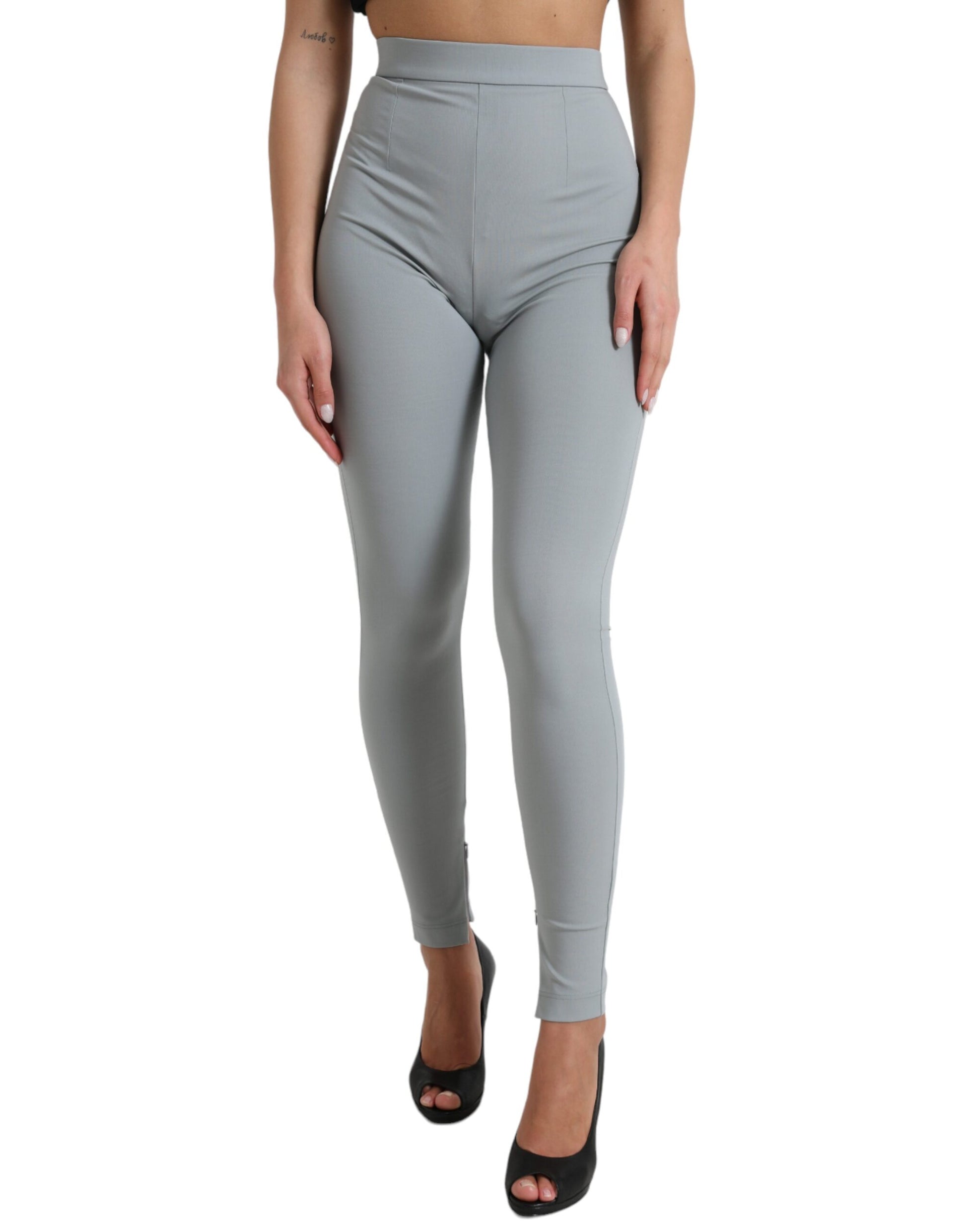 Dolce & Gabbana Elegant High Waist Leggings in Gray - IT40|S