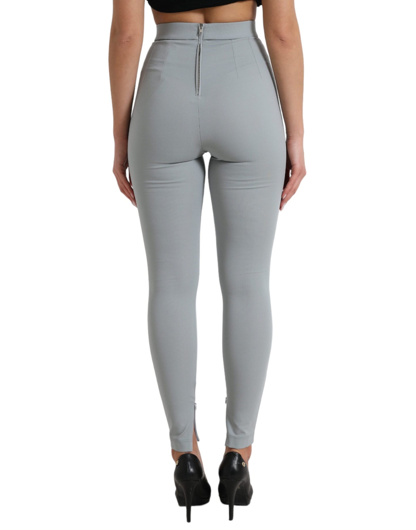 Dolce & Gabbana Elegant High Waist Leggings in Gray - IT40|S