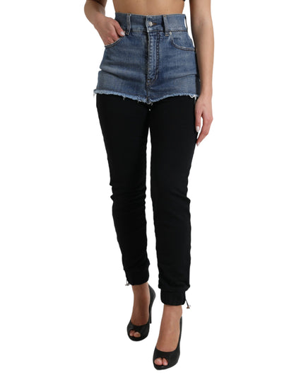 Dolce & Gabbana Chic High Waist Skinny Pants with Denim Shorts - IT40|S