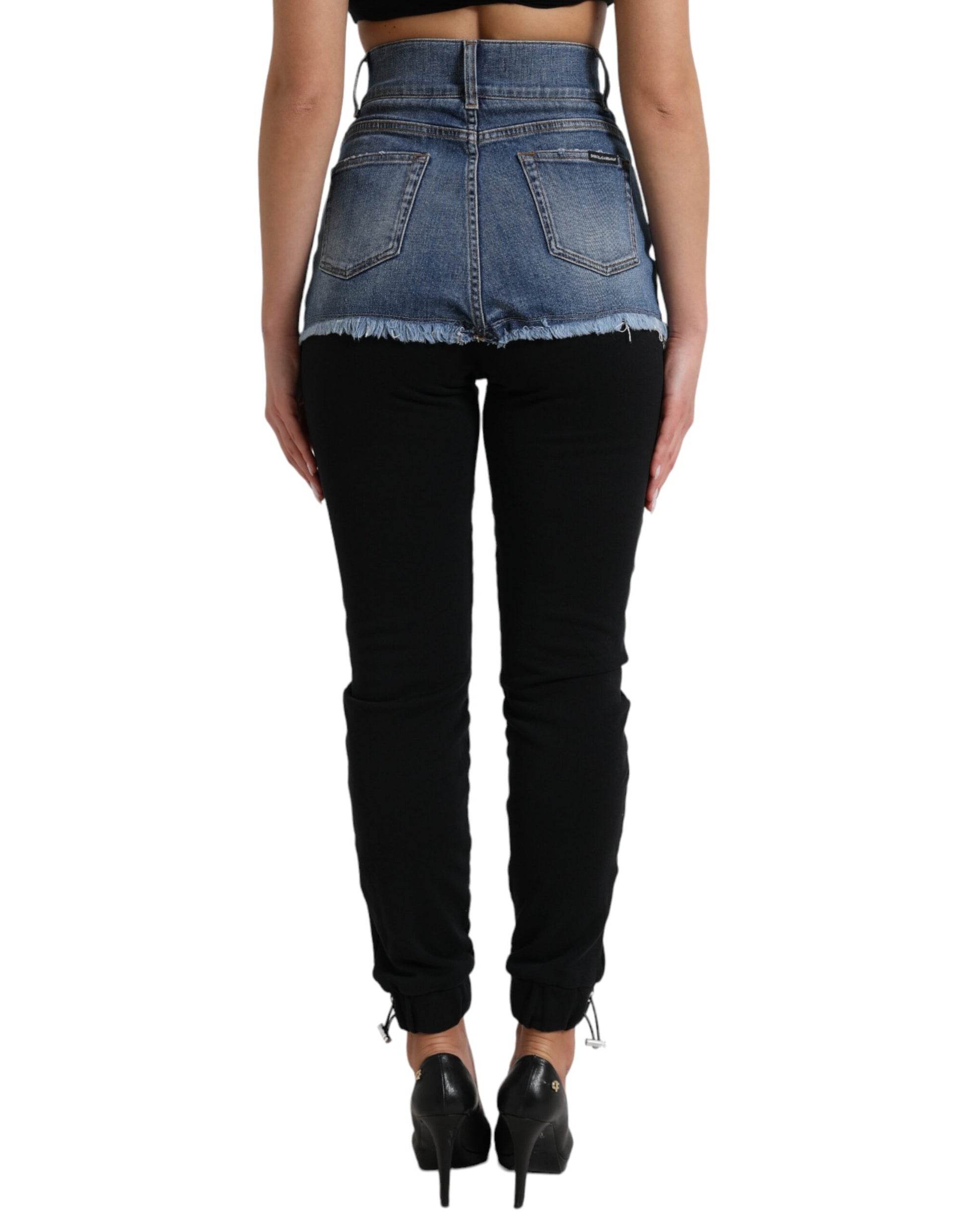 Dolce & Gabbana Chic High Waist Skinny Pants with Denim Shorts - IT40|S