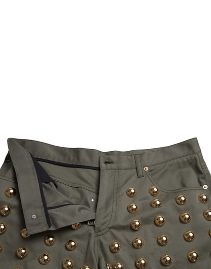 Dolce & Gabbana Emerald High Waist Embellished Shorts - IT40|S