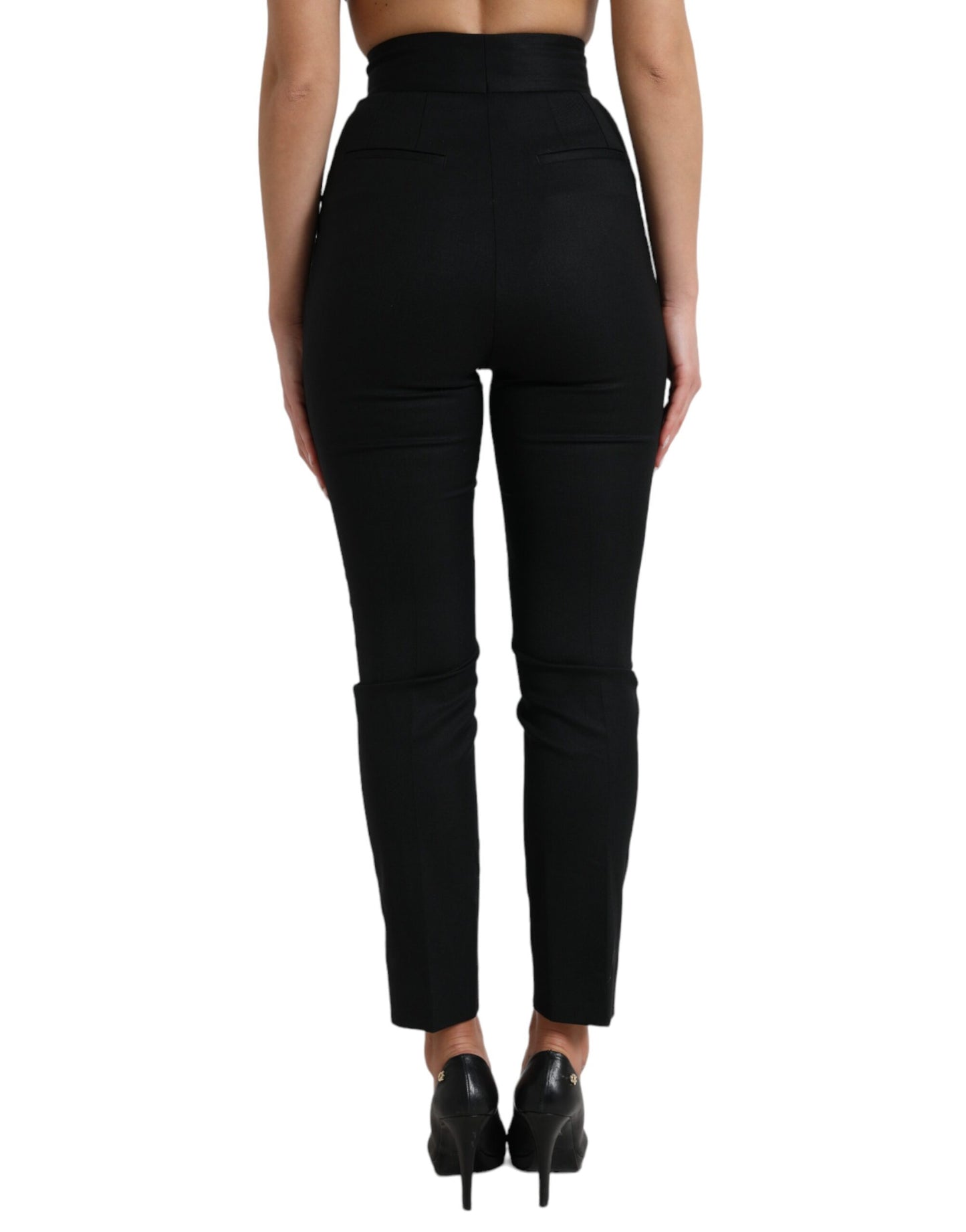 Dolce & Gabbana Elegant High Waist Tapered Wool Pants - IT40|S