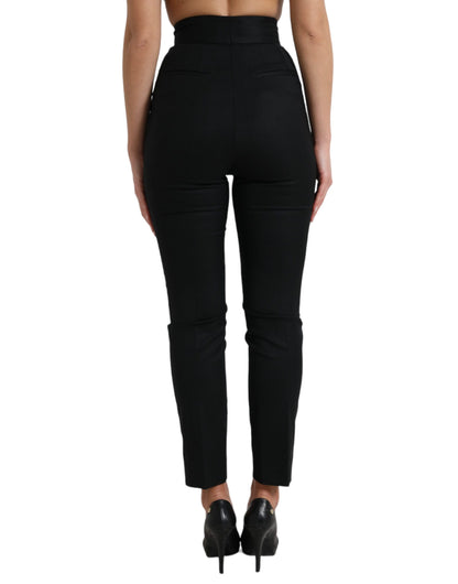 Dolce & Gabbana Elegant High Waist Tapered Wool Pants - IT40|S