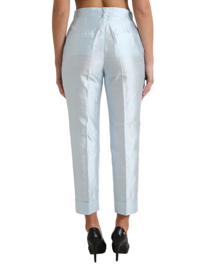 Dolce & Gabbana Chic Sky Blue High Waist Cropped Pants - IT42|M