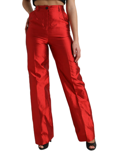 Dolce & Gabbana Elegant High Waist Wide Leg Silk Pants - IT40|S