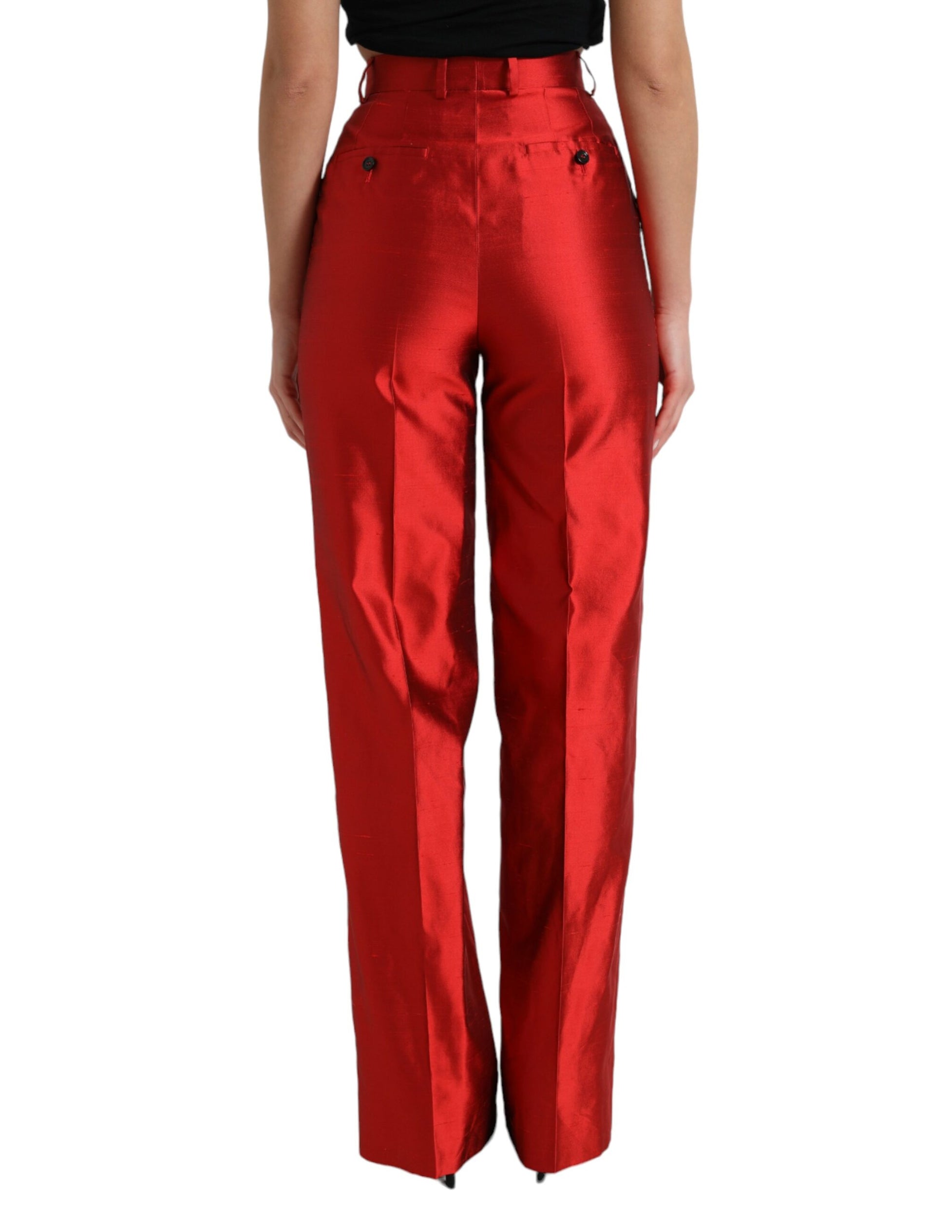 Dolce & Gabbana Elegant High Waist Wide Leg Silk Pants - IT40|S