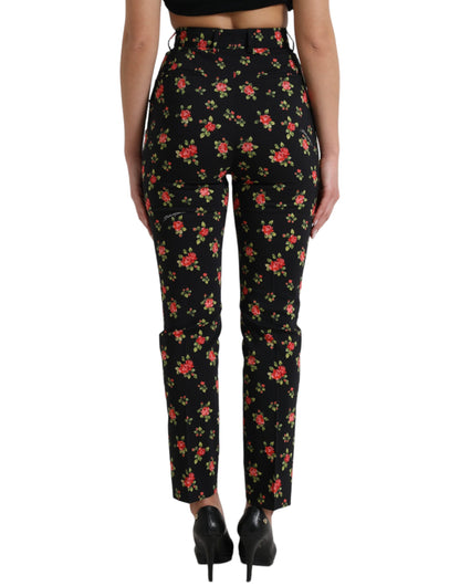 Dolce & Gabbana Elegant High-Waist Floral Tapered Pants - IT40|S