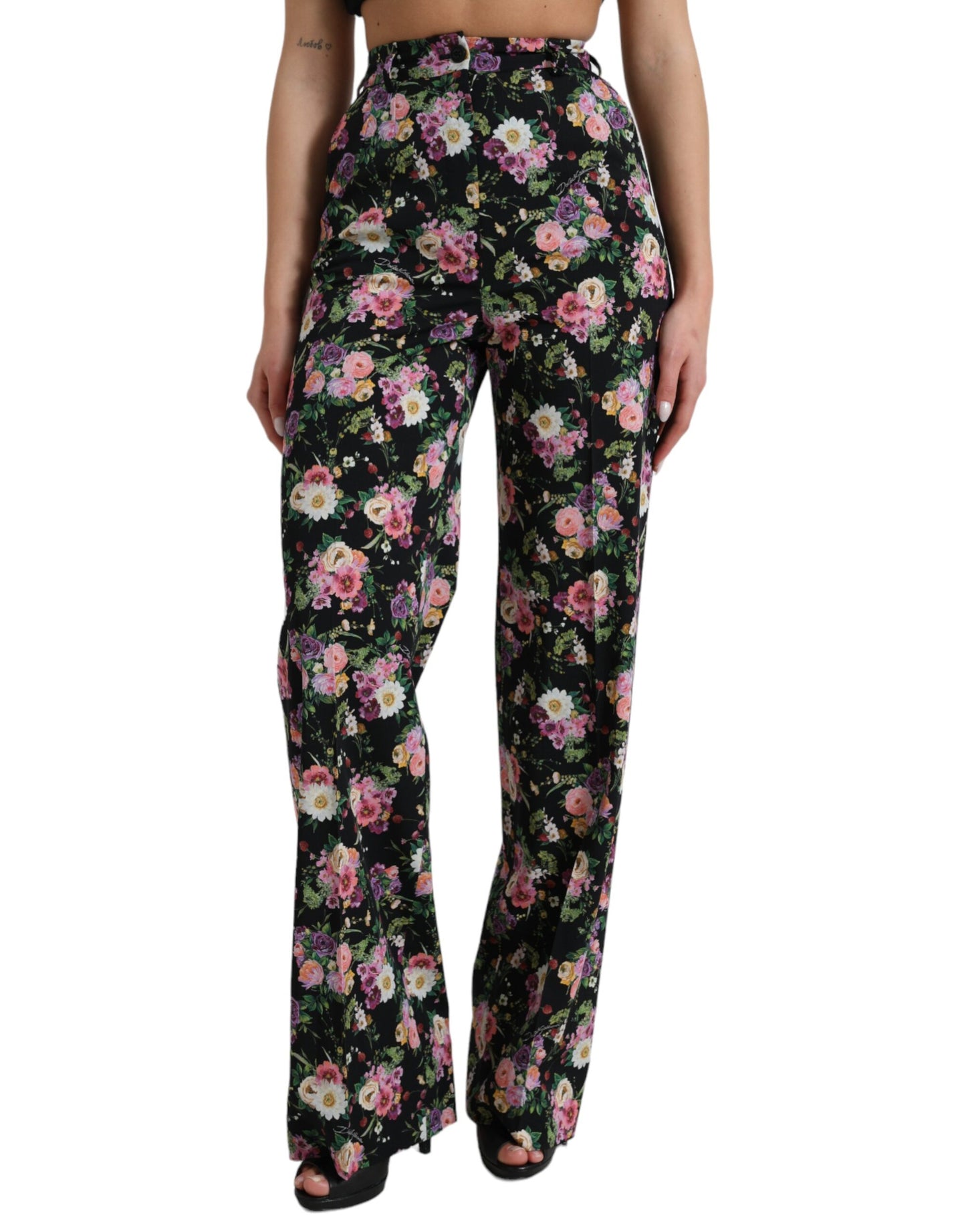 Dolce & Gabbana Floral High Waist Wide Leg Pants - IT40|S