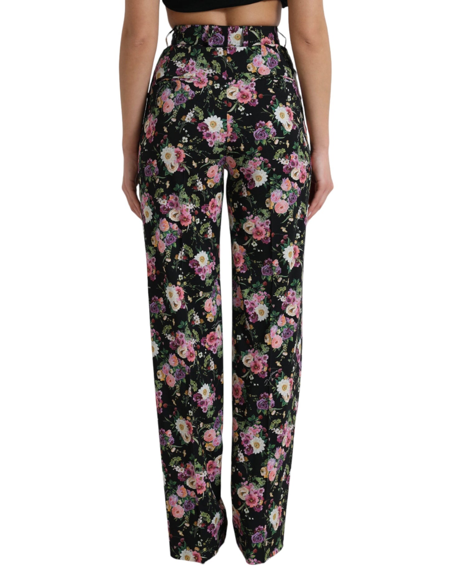 Dolce & Gabbana Floral High Waist Wide Leg Pants - IT40|S