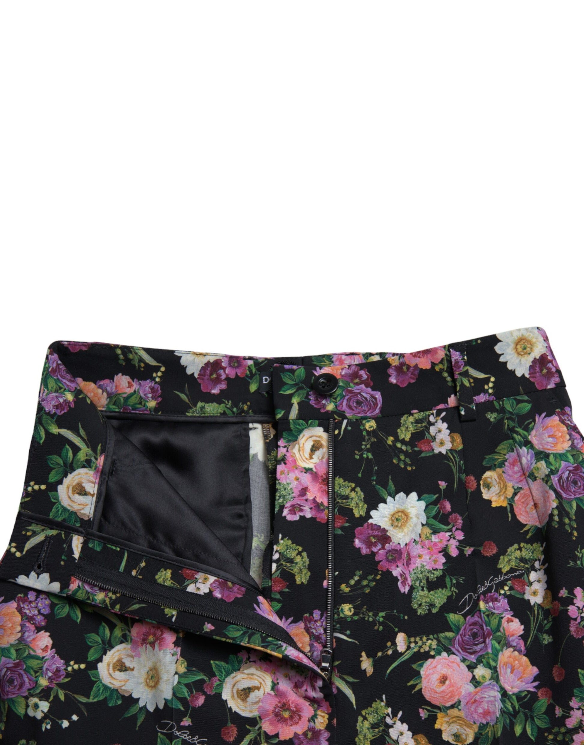 Dolce & Gabbana Floral High Waist Wide Leg Pants - IT40|S