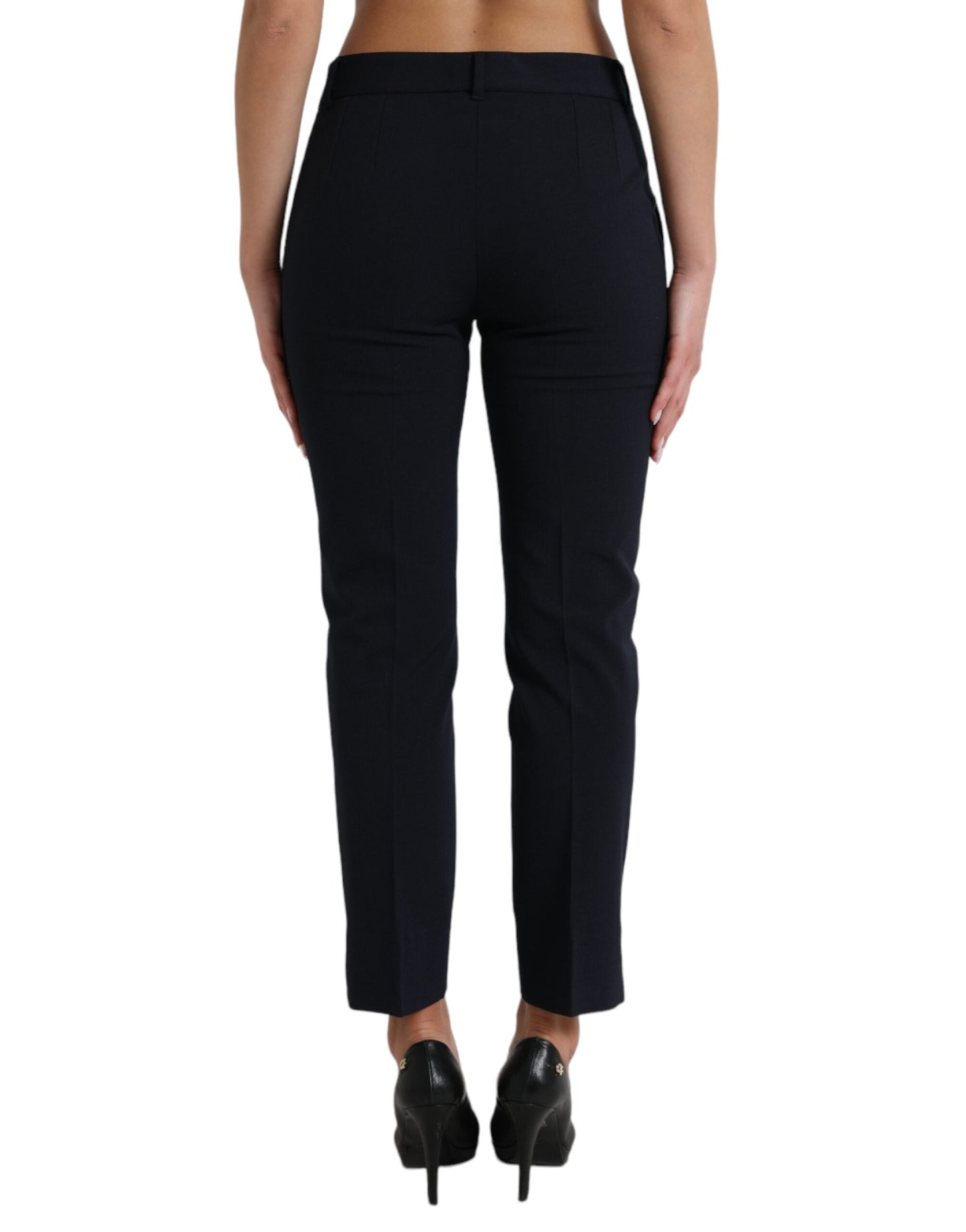 Dolce & Gabbana Elegant Mid Waist Tapered Pants in Blue - IT42|M