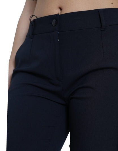 Dolce & Gabbana Elegant Mid Waist Tapered Pants in Blue - IT42|M