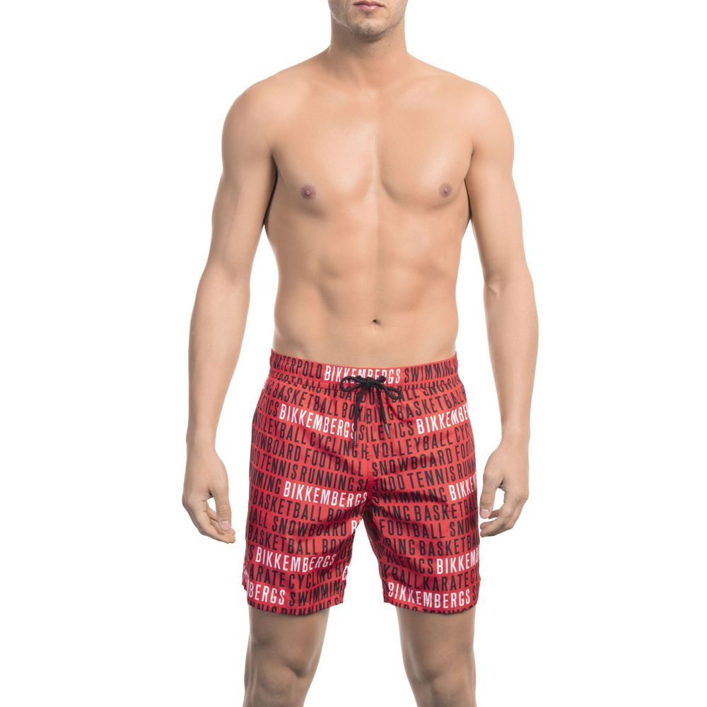 Bikkembergs Red Polyester Men Swim Short