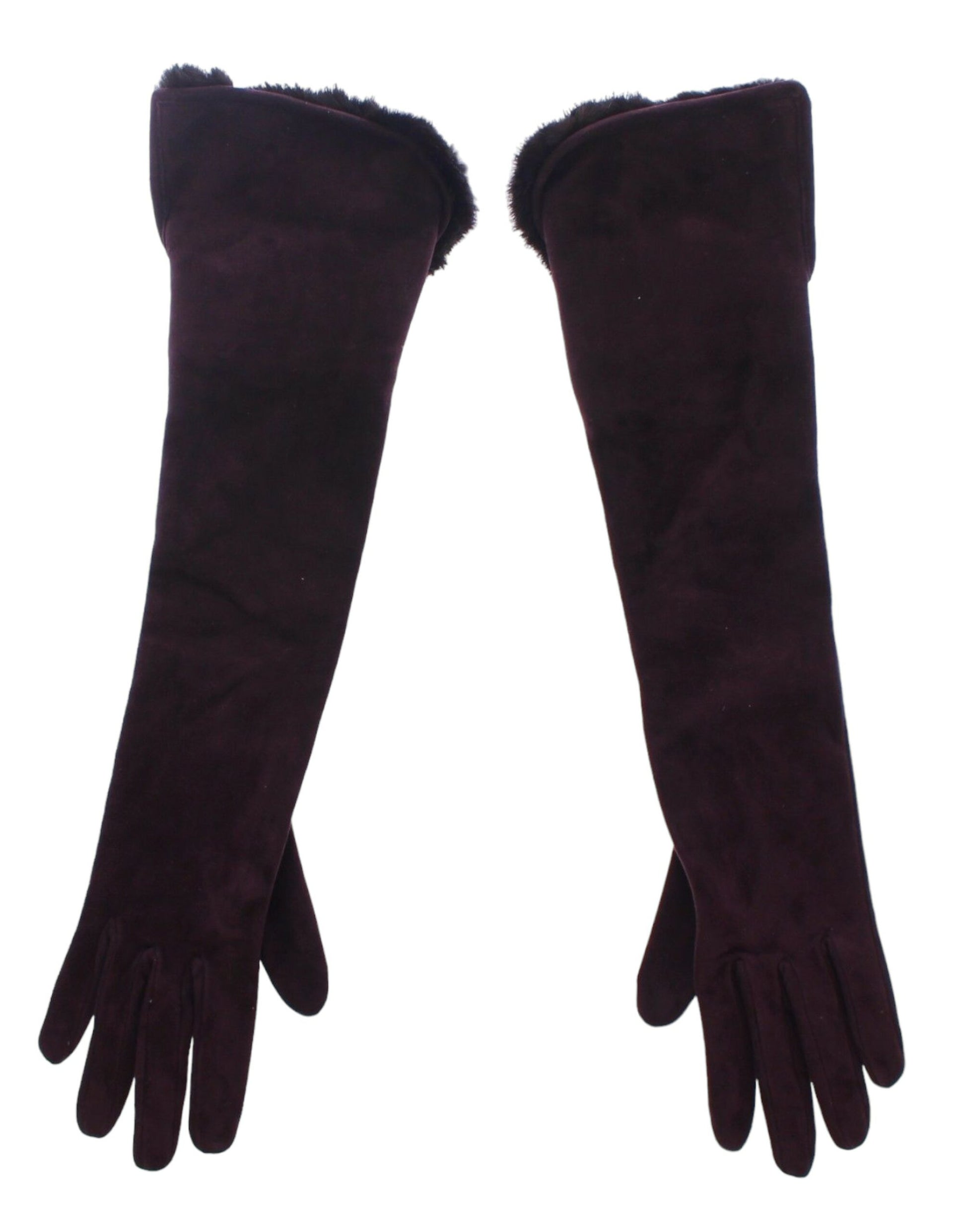 Dolce & Gabbana Elegant Elbow Length Purple Fur Gloves - 7.5 | M