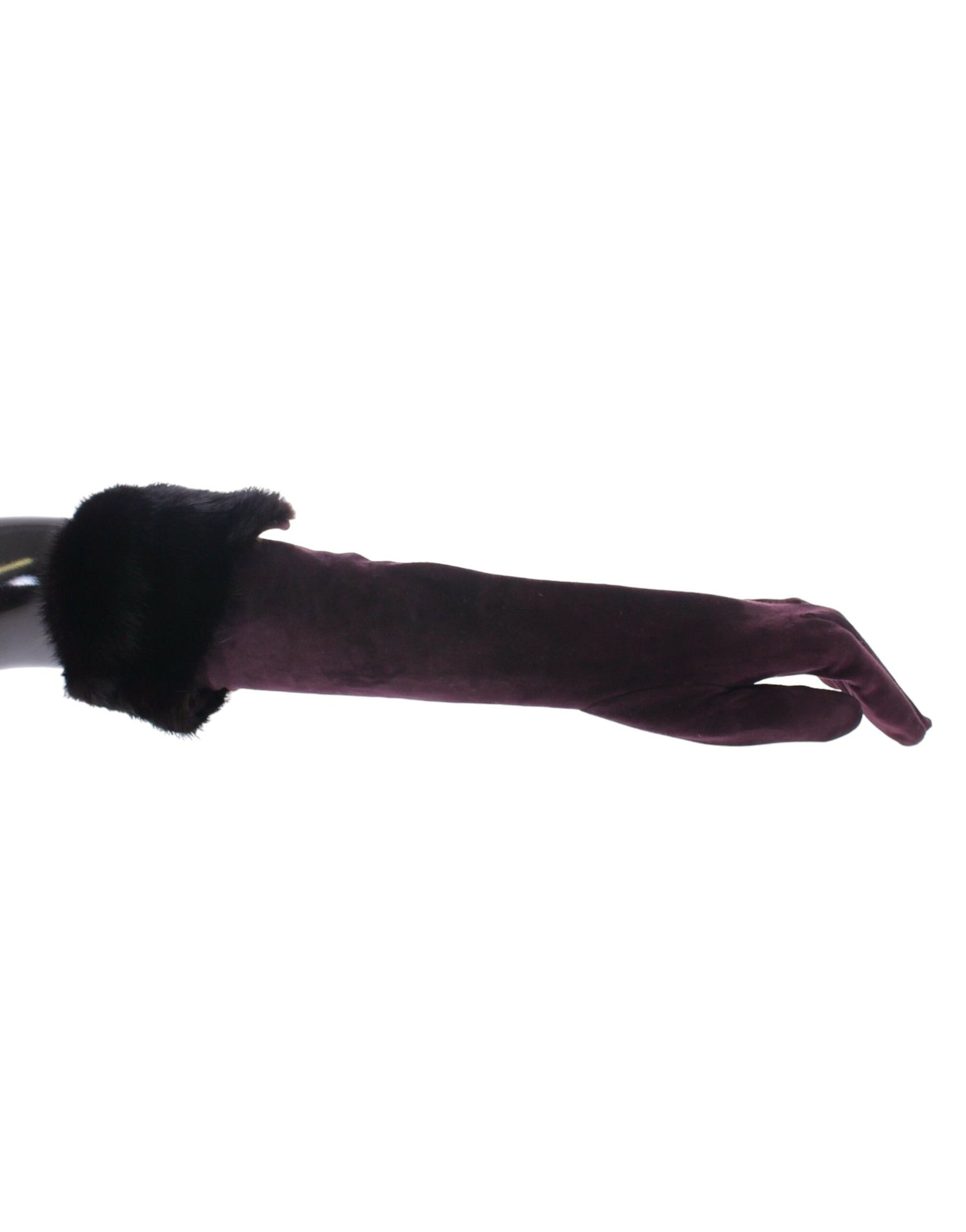 Dolce & Gabbana Elegant Elbow Length Purple Fur Gloves - 7.5 | M