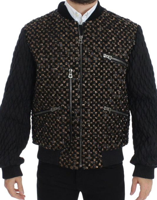 Dolce & Gabbana Elegant Black Sequined Designer Jacket - IT48 | M