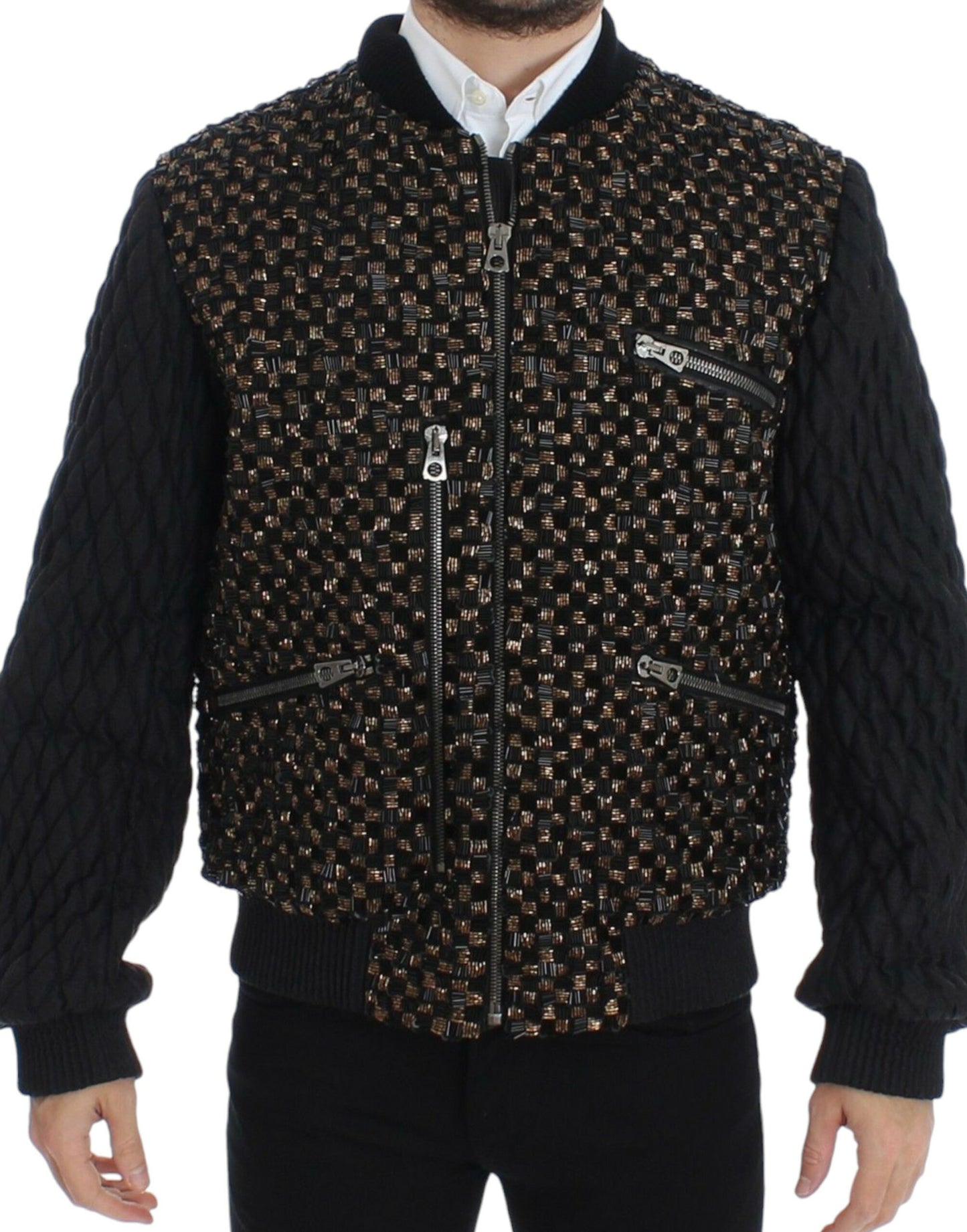 Dolce & Gabbana Elegant Black Sequined Designer Jacket - IT48 | M