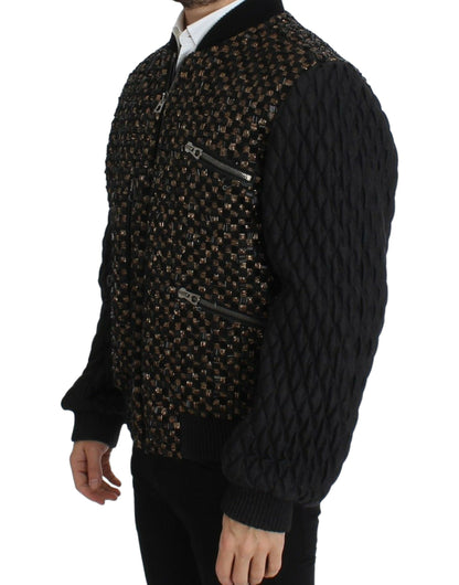 Dolce & Gabbana Elegant Black Sequined Designer Jacket - IT48 | M