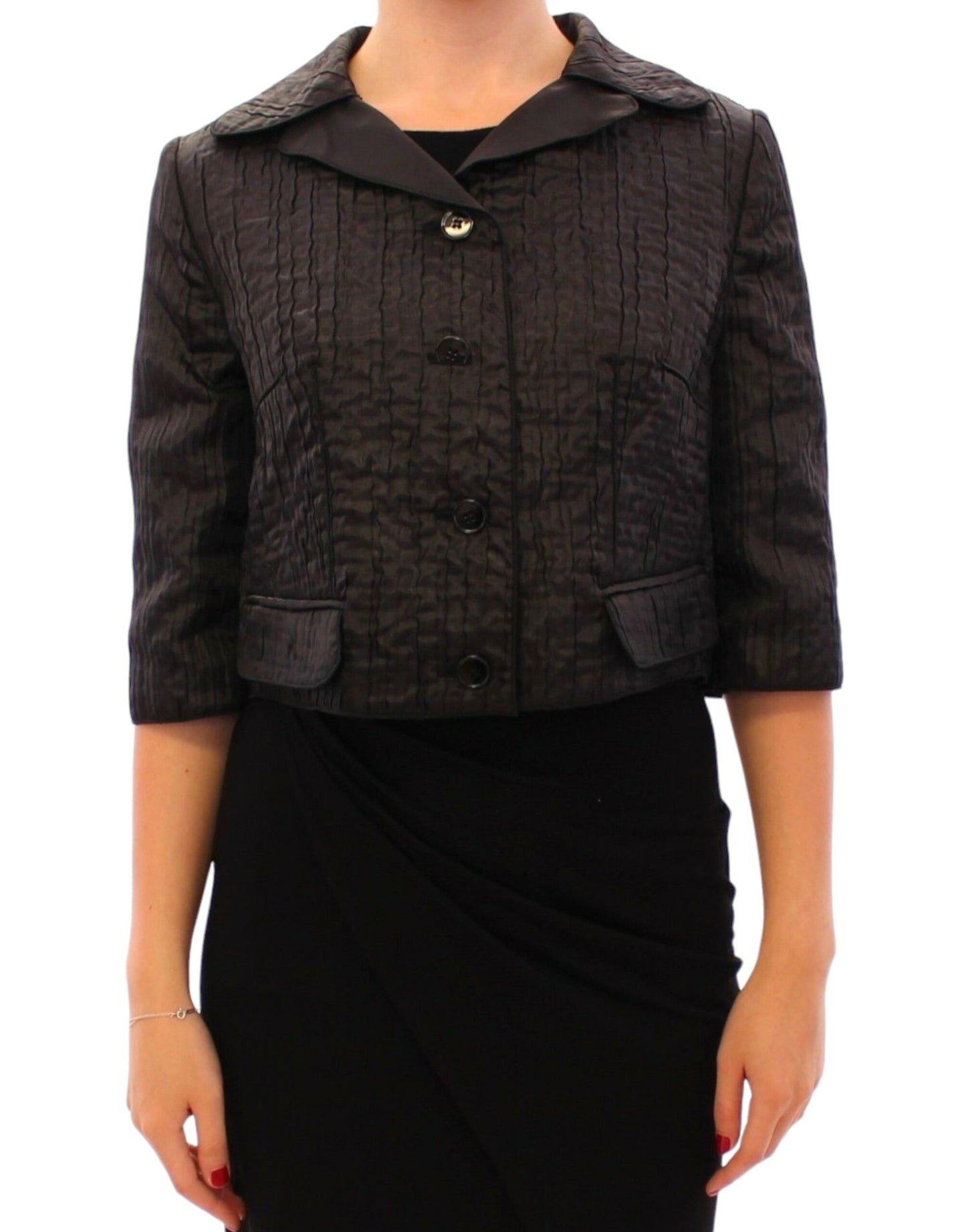 Dolce & Gabbana Elegant Black Bolero Shrug Jacket - IT40|S