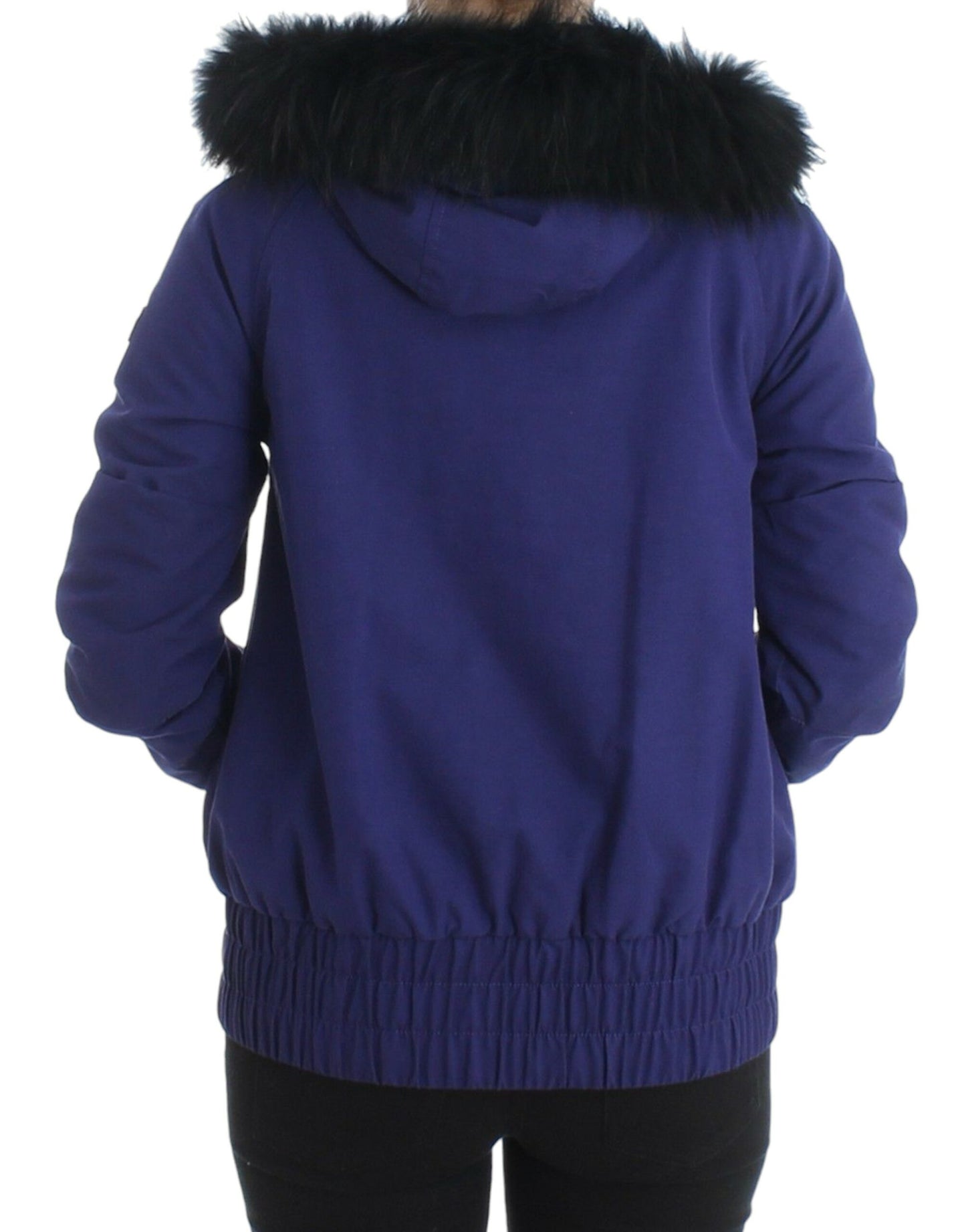 GF Ferre Chic Blue K-Way Jacket with Faux Fur Accent - IT42