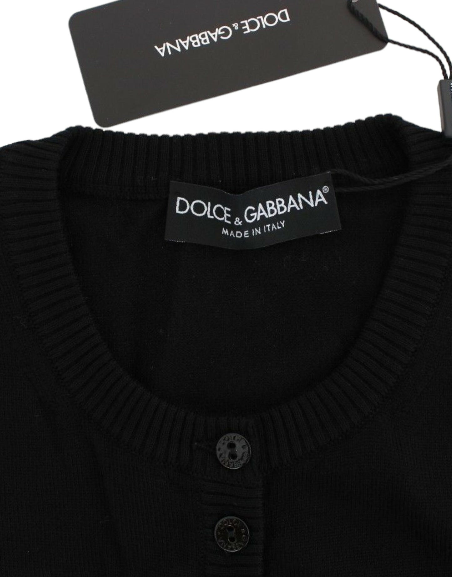 Dolce & Gabbana Elegant Black Wool Cardigan Sweater