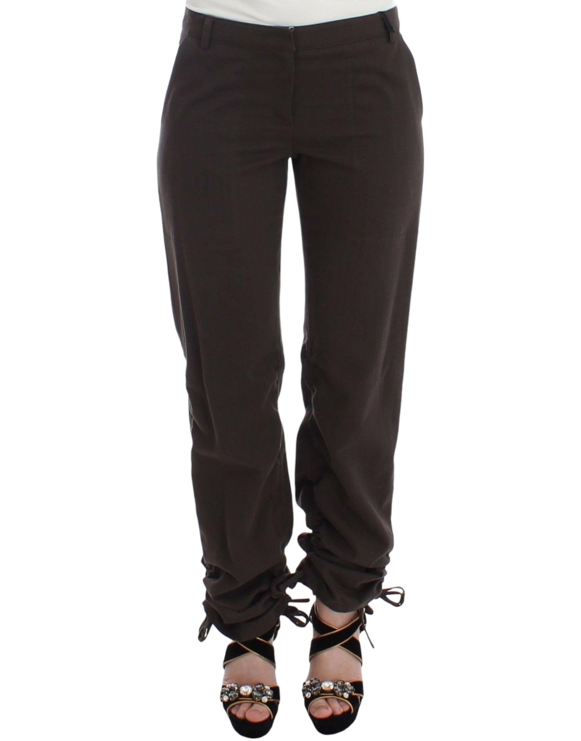 Ermanno Scervino Chic Brown Cotton Dress Pants - IT38|XS