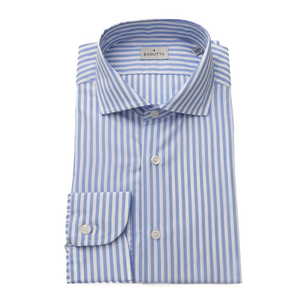 Bagutta Light Blue Cotton Men Shirt - XL