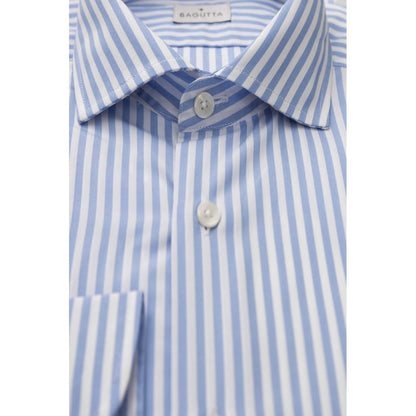 Bagutta Light Blue Cotton Men Shirt - XL