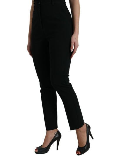 Dolce & Gabbana Elegant High Waist Tapered Wool Pants - IT40|S