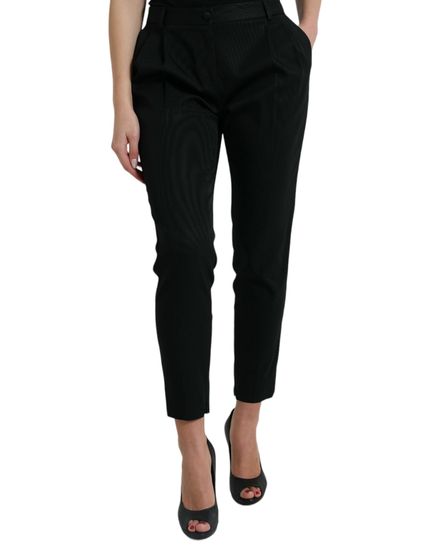 Dolce & Gabbana Elegant High-Waist Tapered Cropped Pants - IT42|M