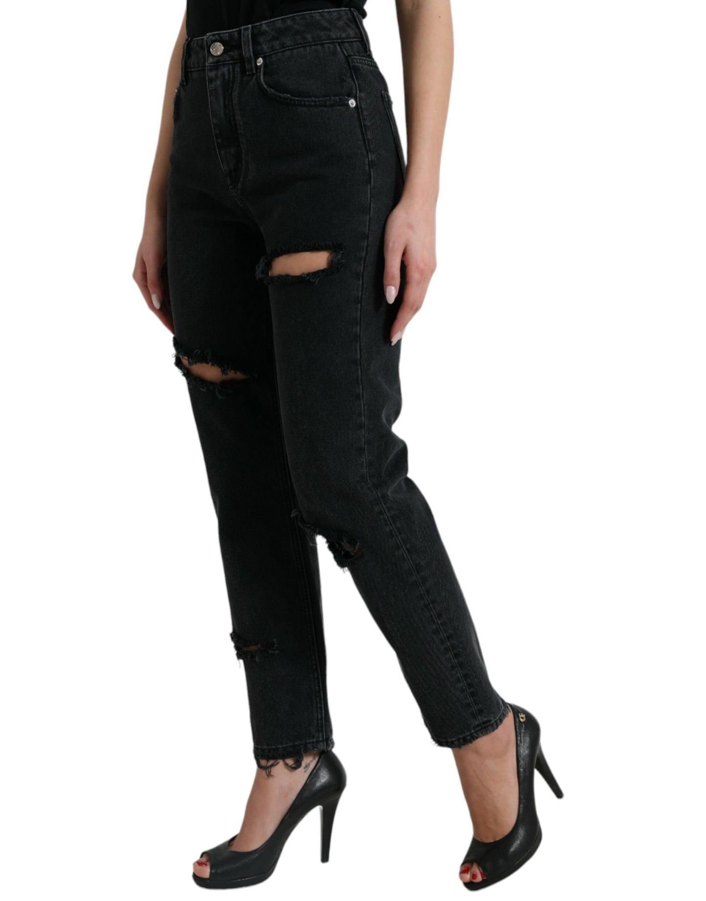 Dolce & Gabbana Elegant High-Waist Black Stretch Jeans - IT40|S