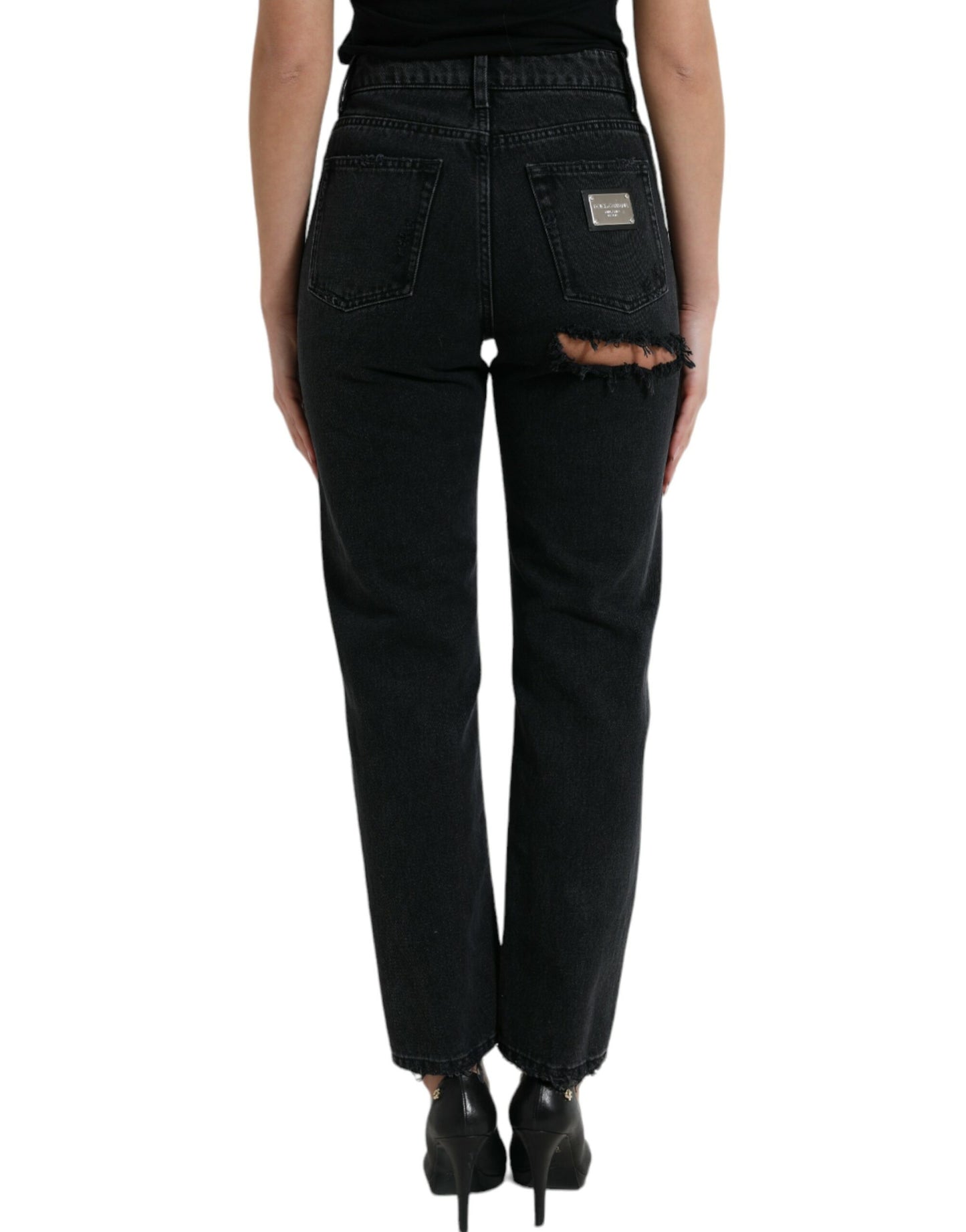 Dolce & Gabbana Elegant High-Waist Black Stretch Jeans - IT40|S