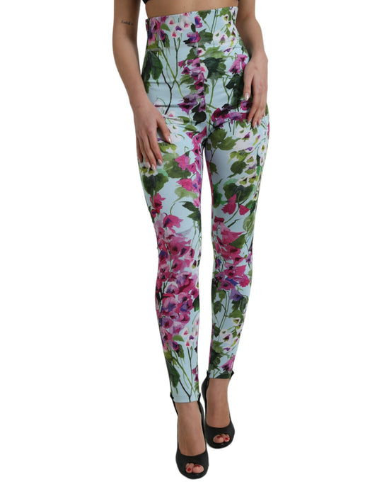 Dolce & Gabbana Elegant Floral High-Rise Leggings Pants - IT40|S