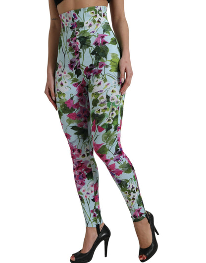 Dolce & Gabbana Elegant Floral High-Rise Leggings Pants - IT40|S