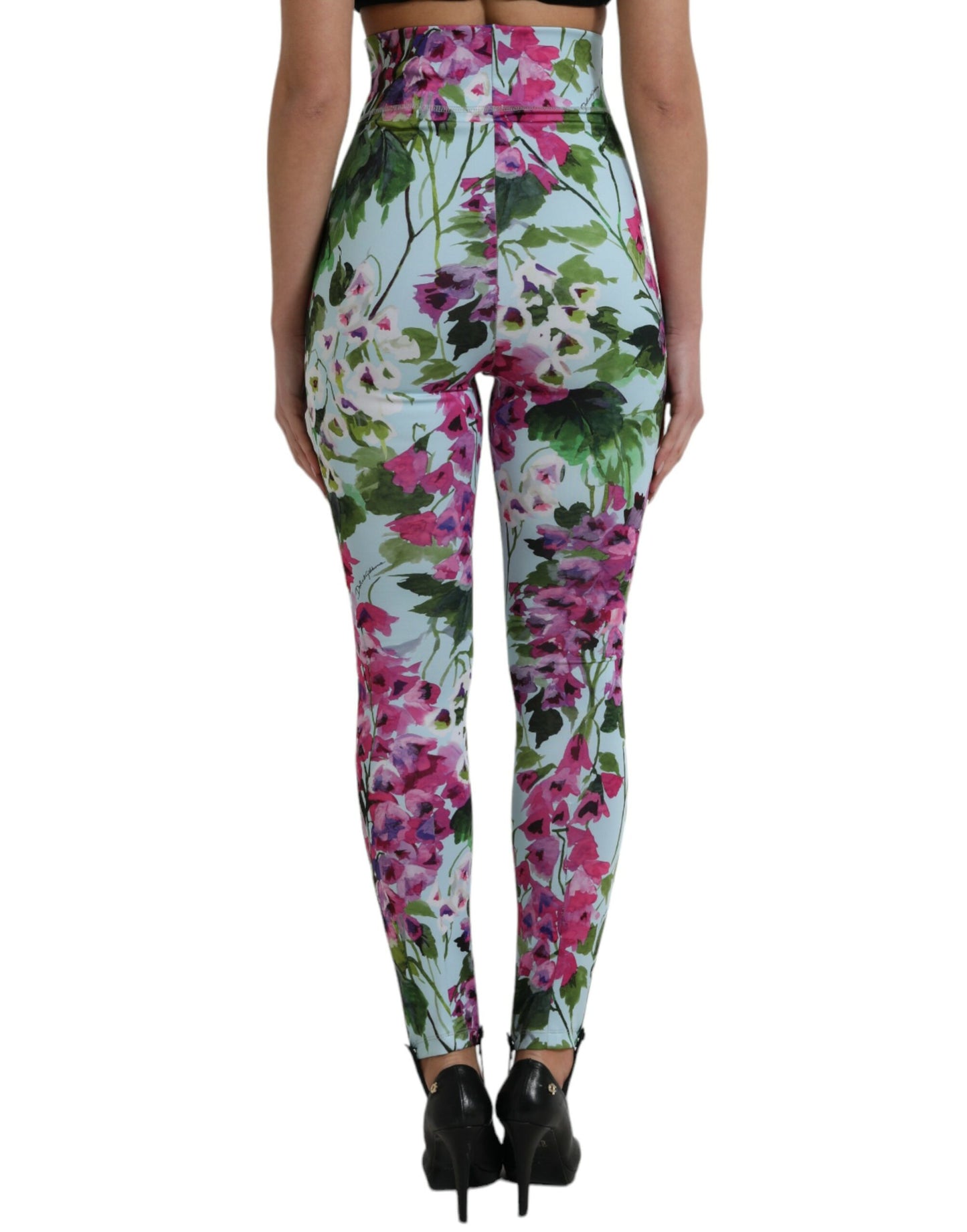 Dolce & Gabbana Elegant Floral High-Rise Leggings Pants - IT40|S