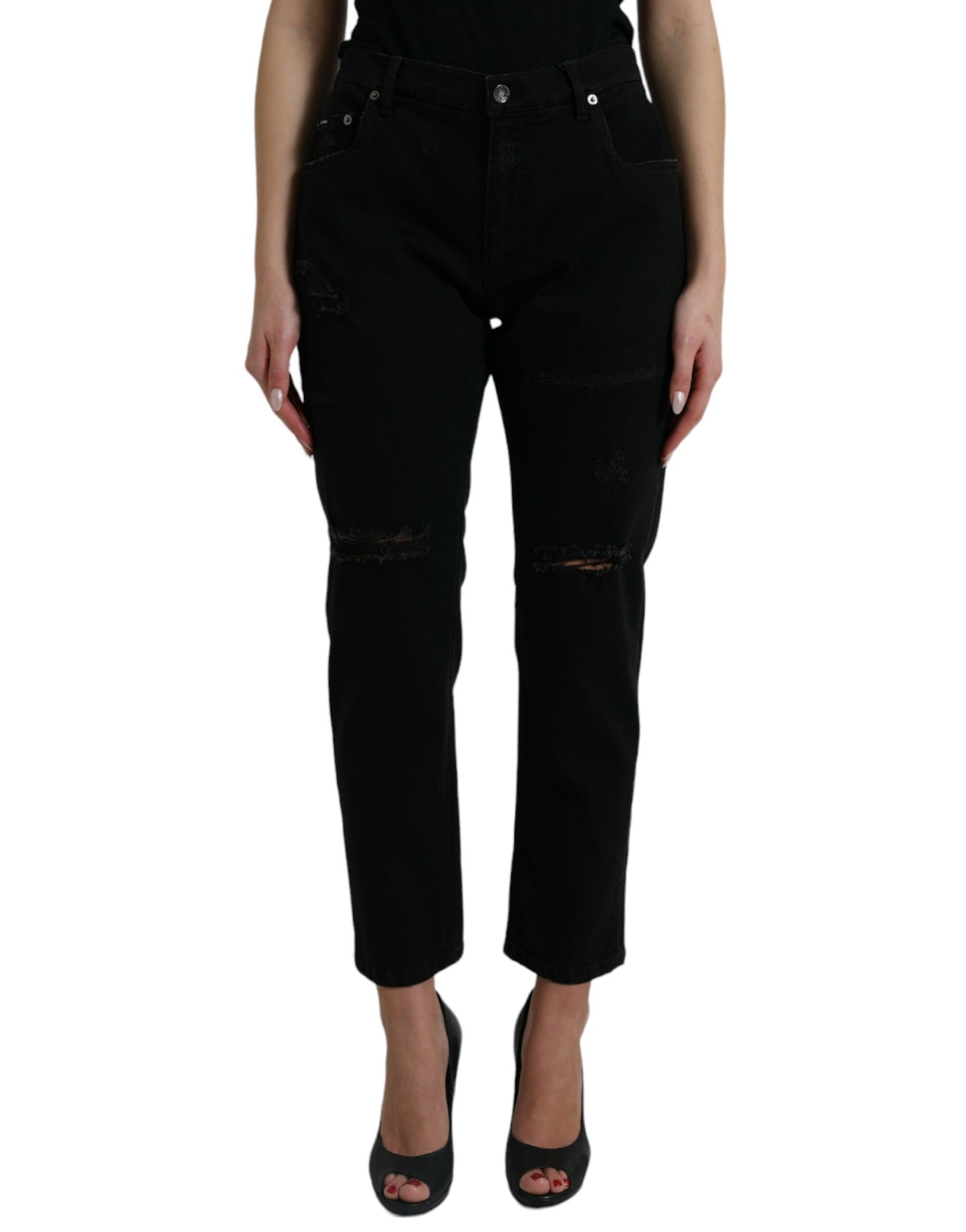 Dolce & Gabbana Elegant High Waist Black Stretch Jeans - IT40|S