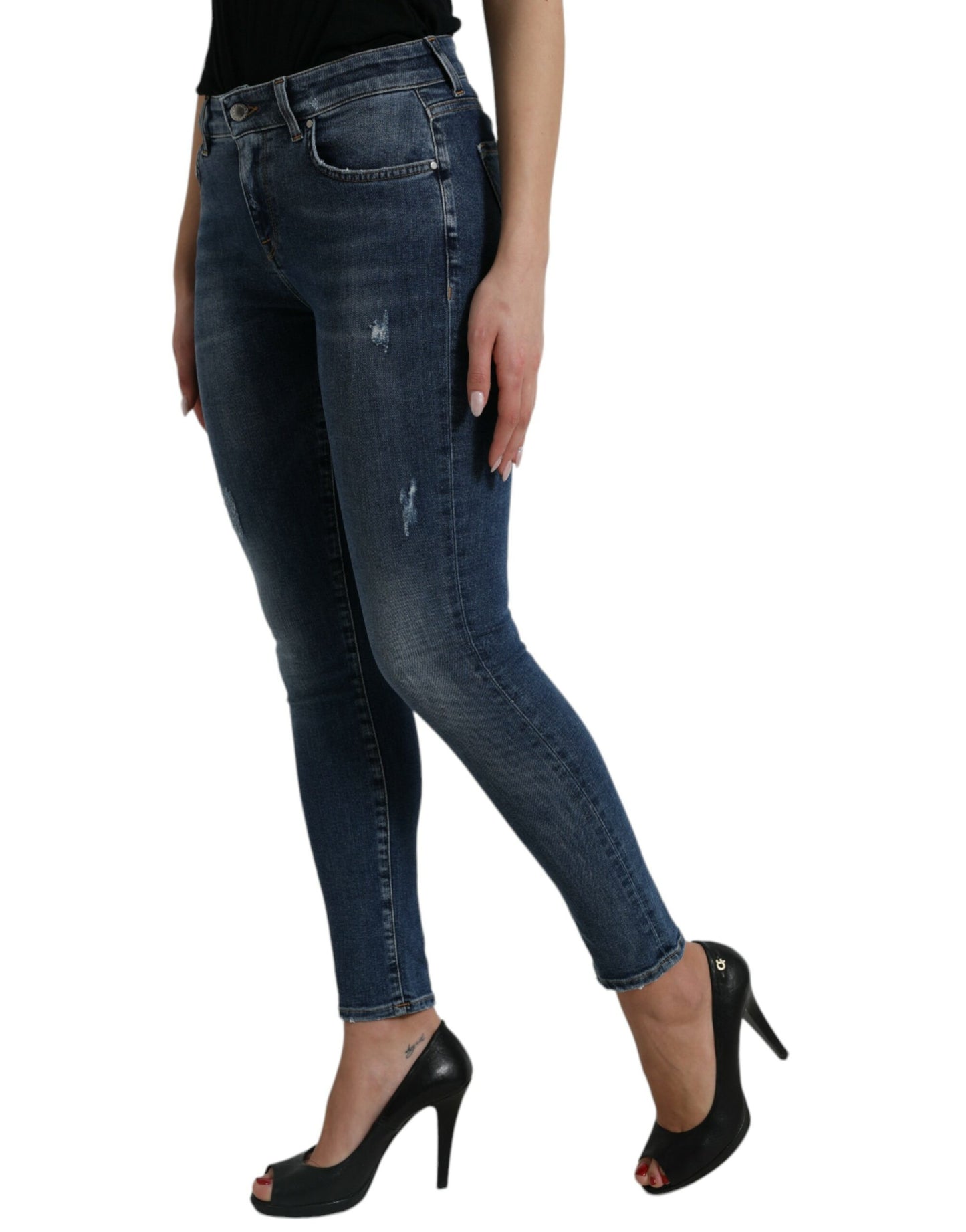 Dolce & Gabbana Elegant Mid Waist Stretch Jeans in Blue - IT40|S