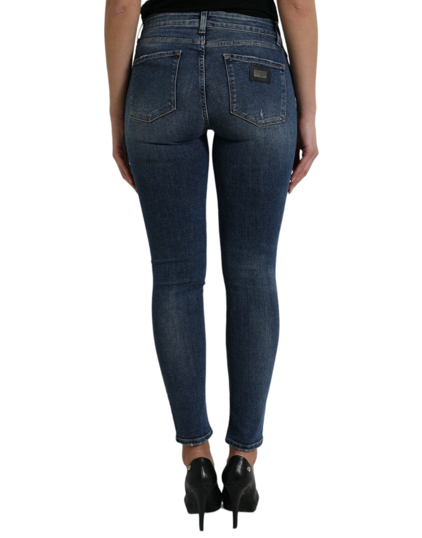 Dolce & Gabbana Elegant Mid Waist Stretch Jeans in Blue - IT40|S