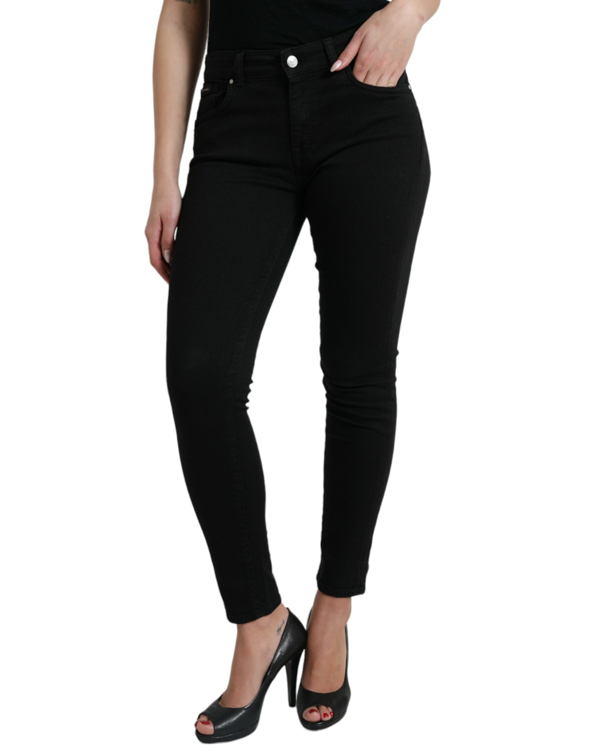 Dolce & Gabbana Chic Black Mid-Waist Stretch Jeans - IT42|M