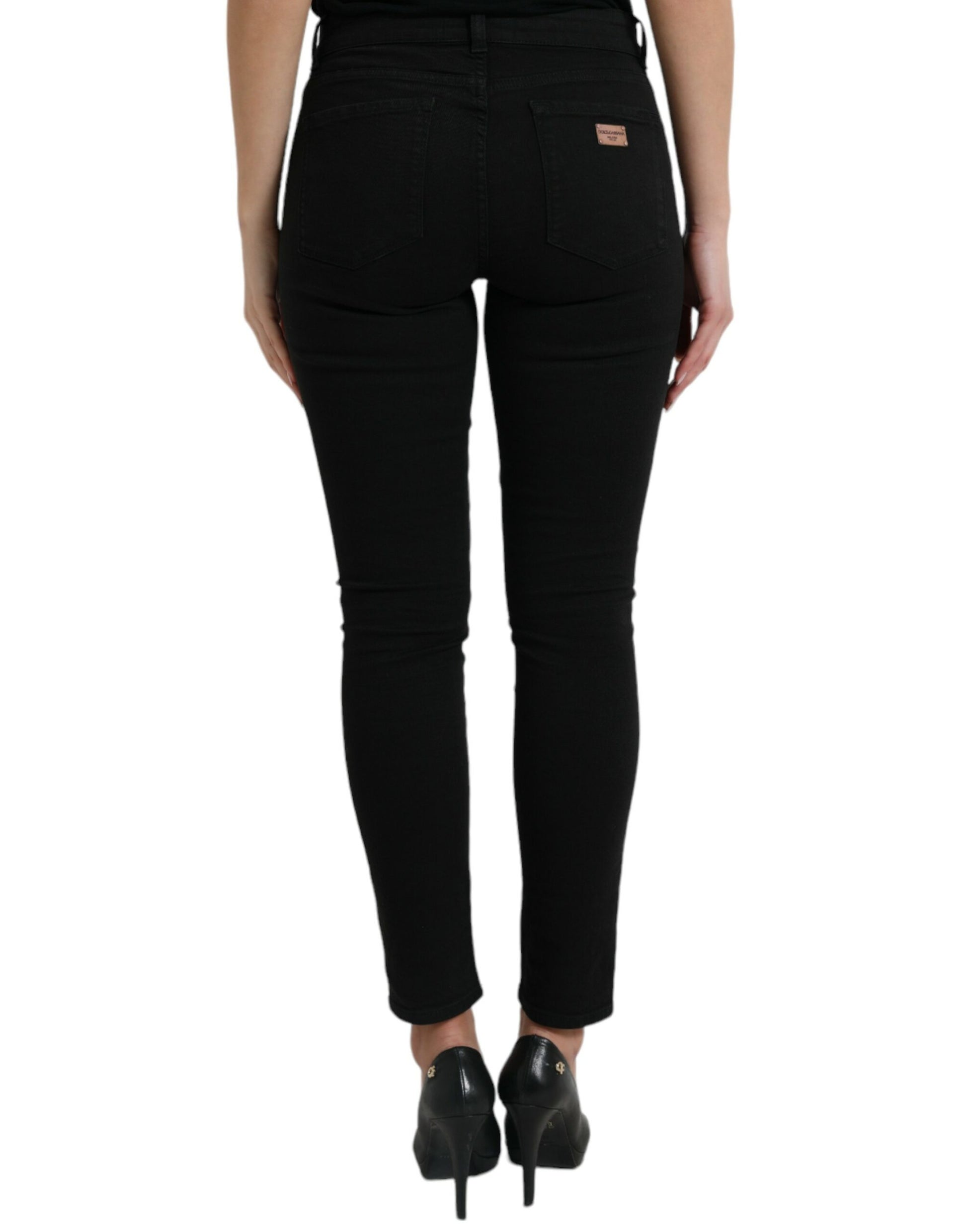 Dolce & Gabbana Chic Black Mid-Waist Stretch Jeans - IT42|M