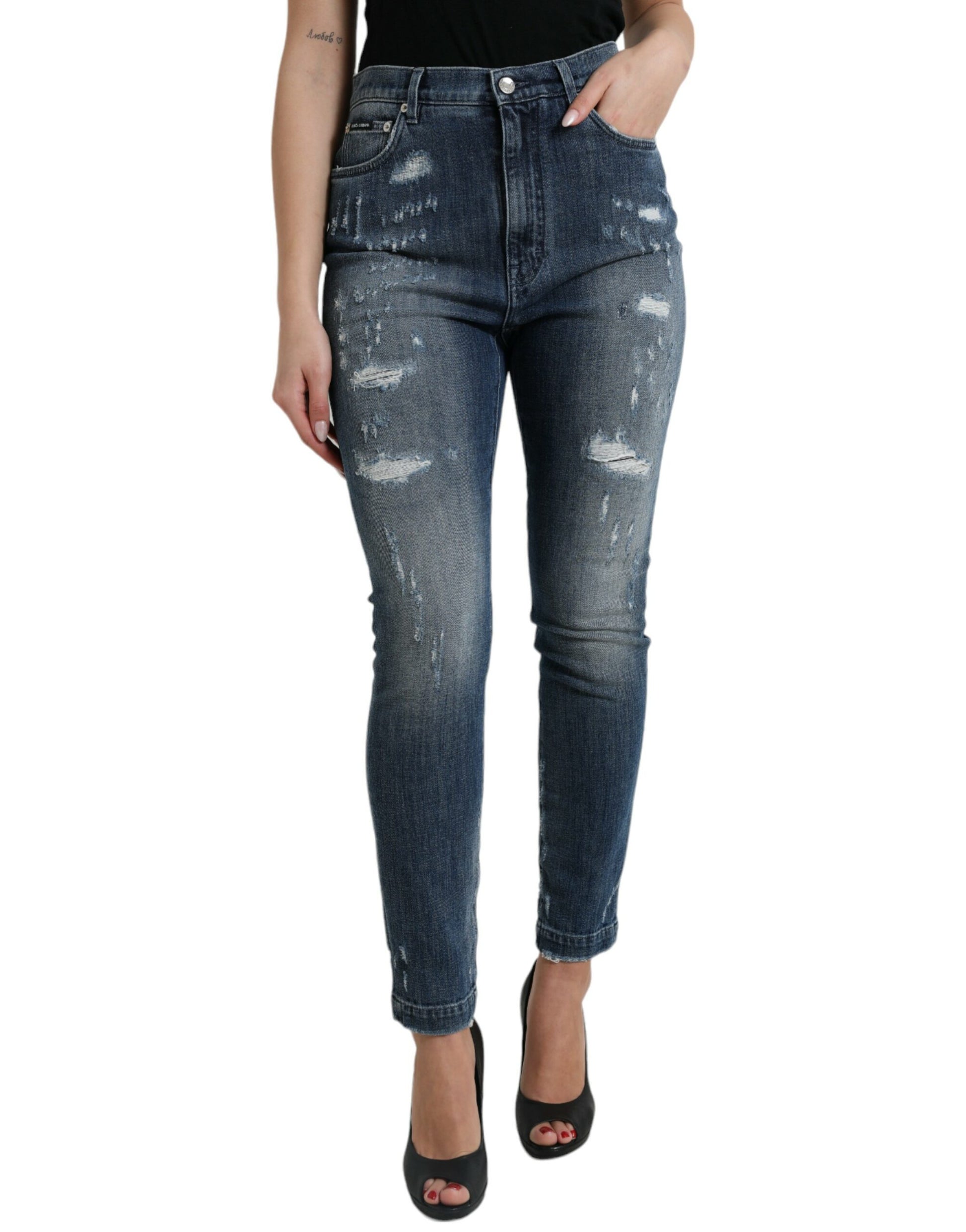 Dolce & Gabbana Elegant High Waist Stretch Denim Jeans - IT40|S