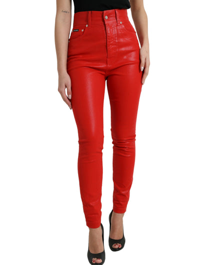 Dolce & Gabbana Elegant High-Waist Stretch Denim in Red - IT40|S