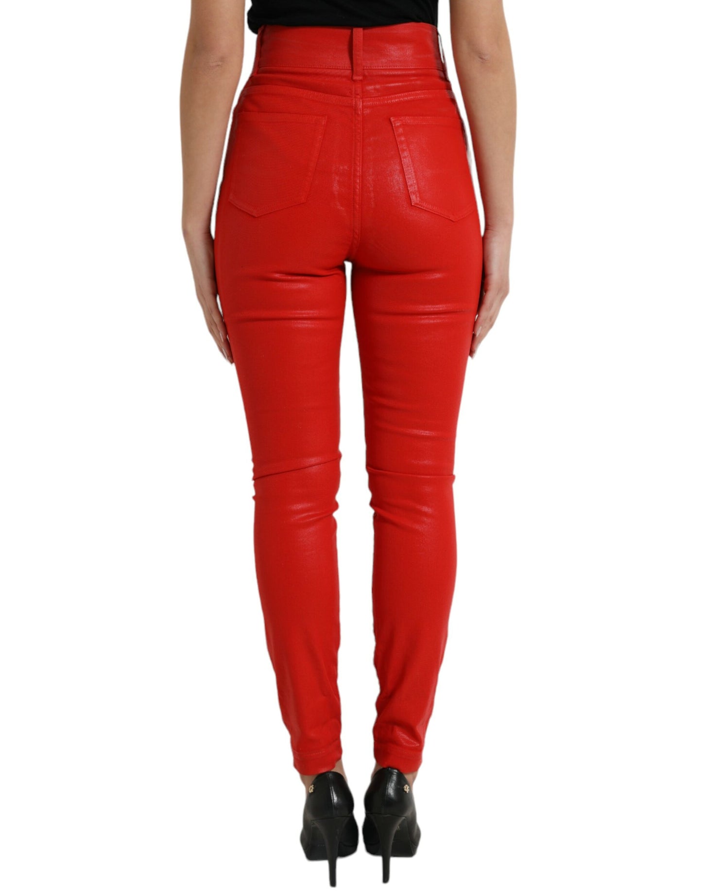 Dolce & Gabbana Elegant High-Waist Stretch Denim in Red - IT40|S