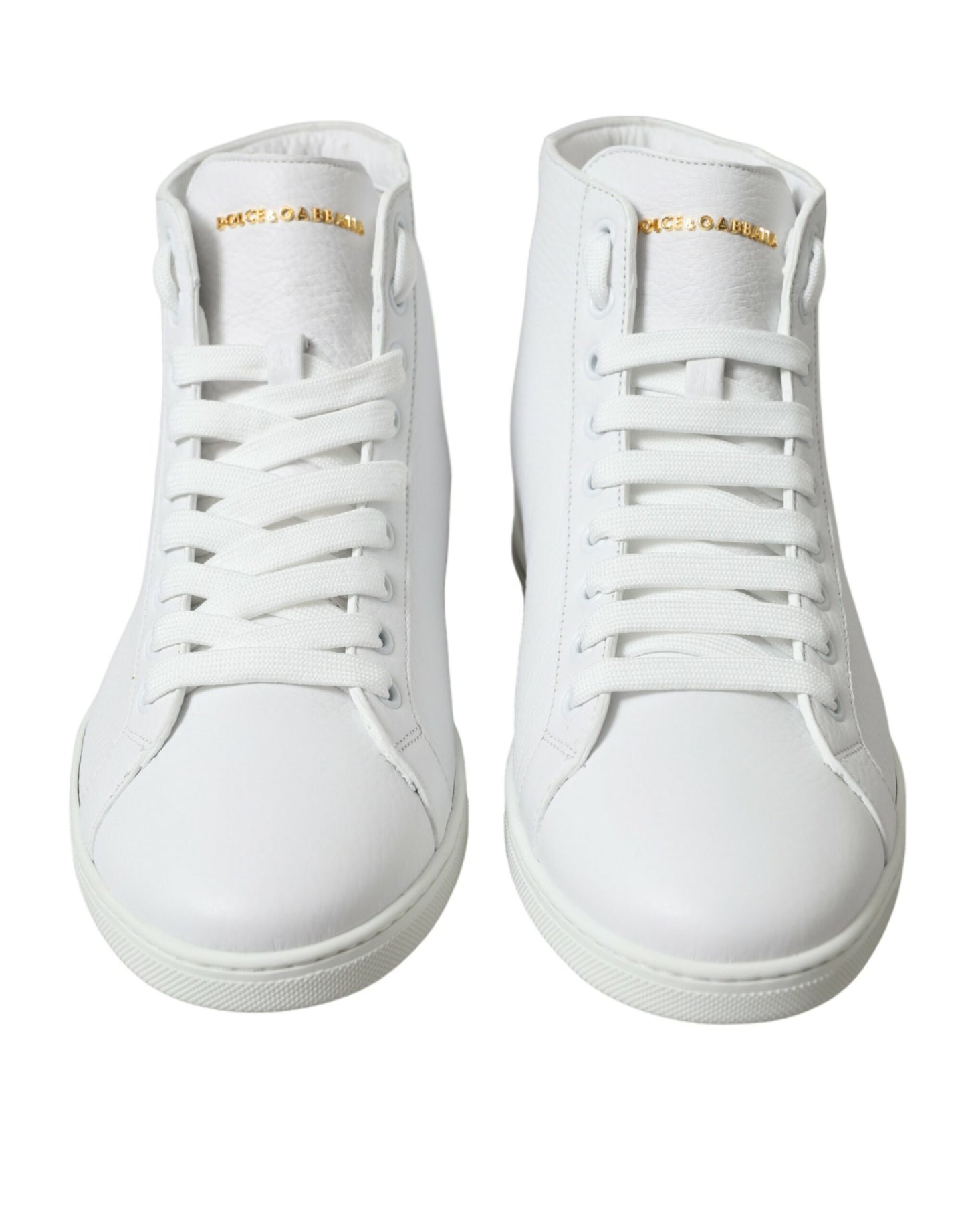 Dolce & Gabbana Elegant White Leather High Top Sneakers - EU40/US7