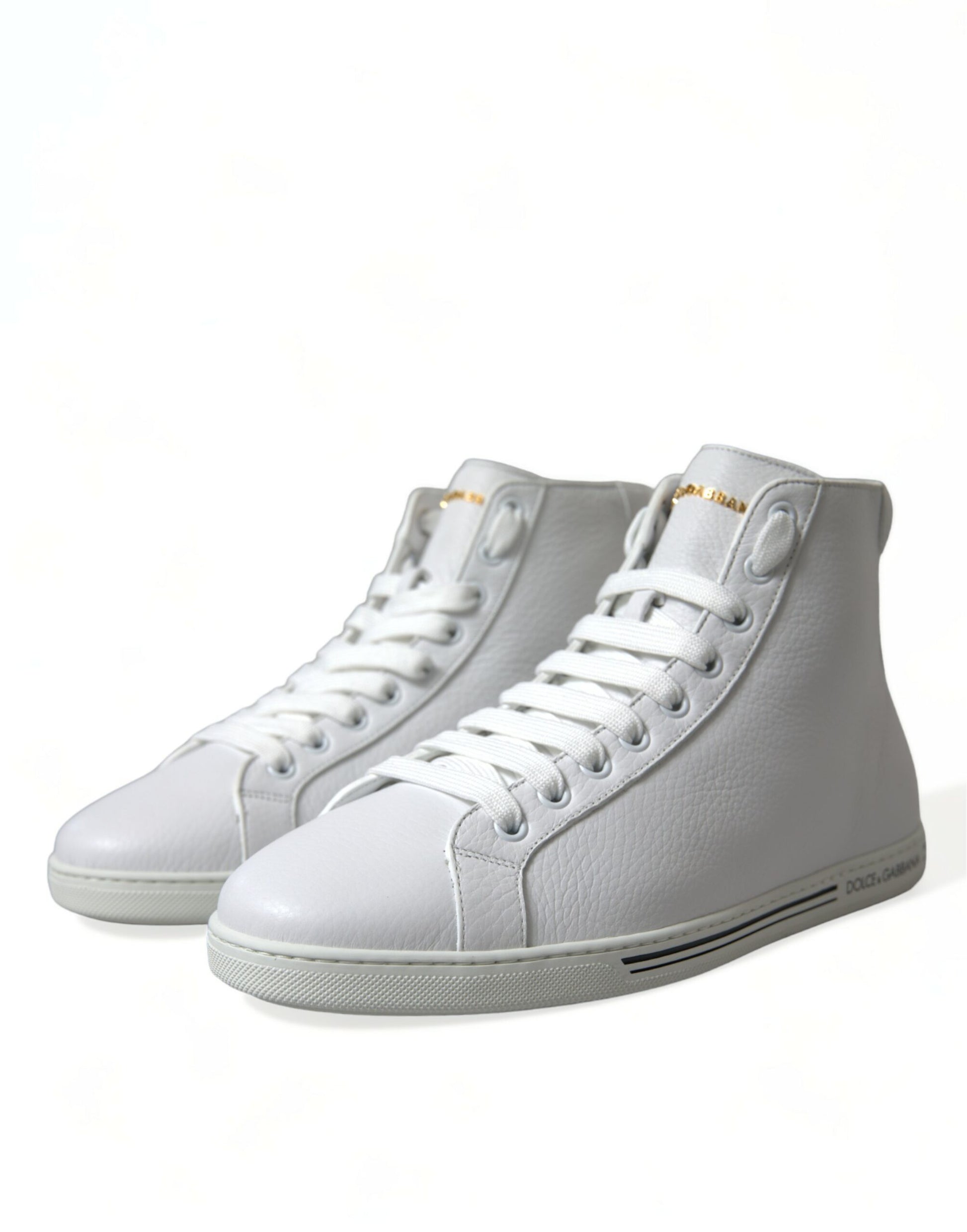 Dolce & Gabbana Elegant White Leather High Top Sneakers - EU40/US7