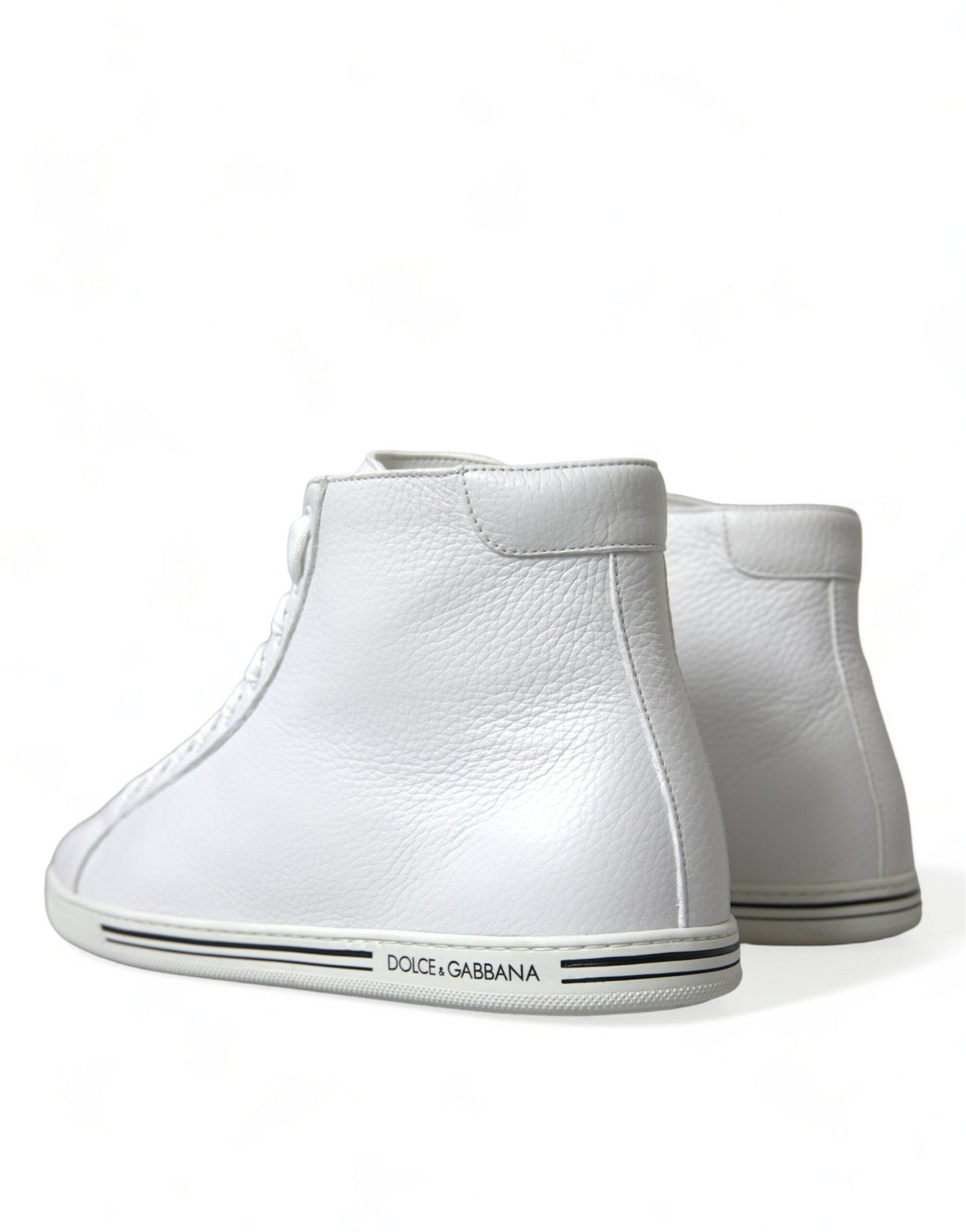 Dolce & Gabbana Elegant White Leather High Top Sneakers - EU40/US7