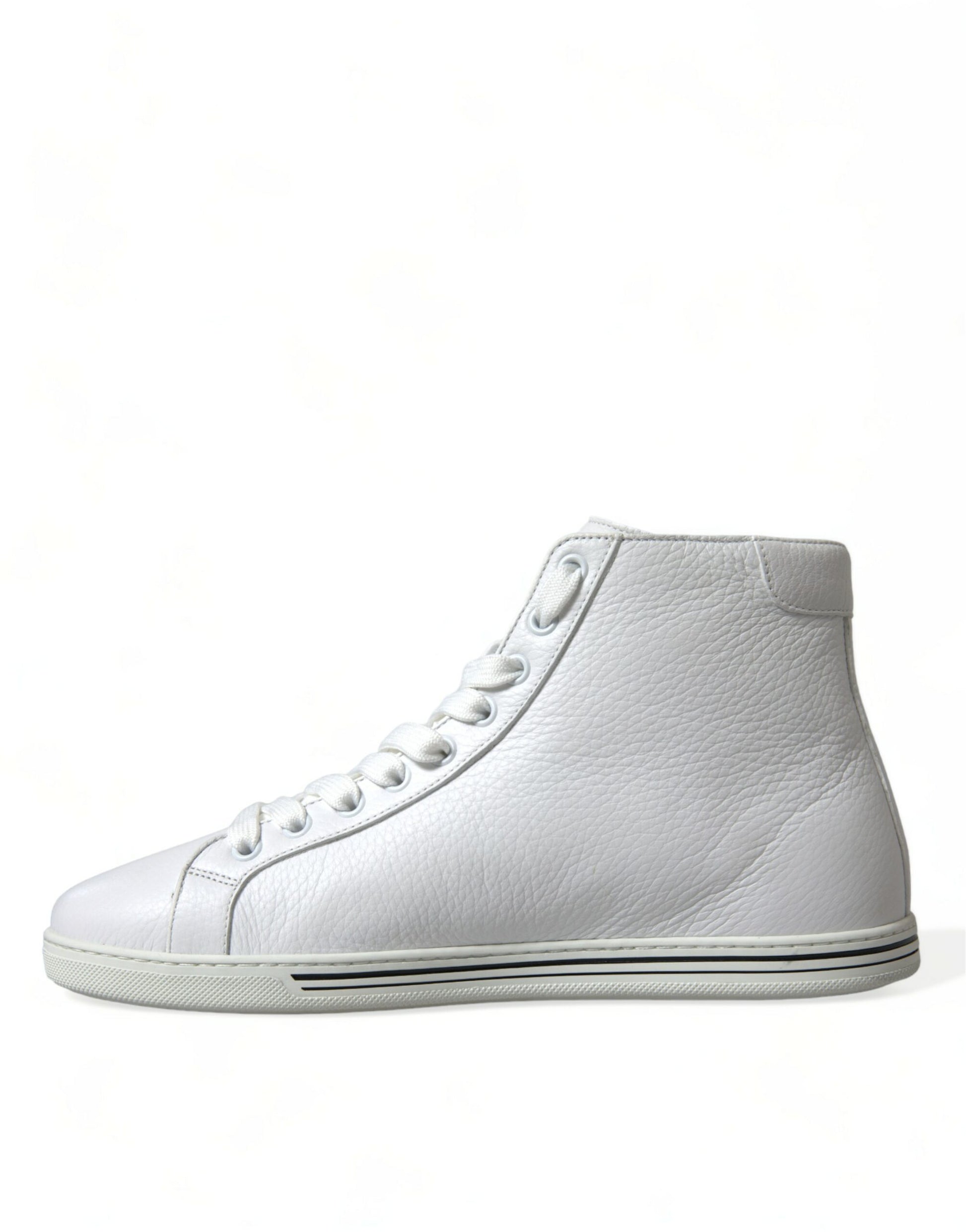 Dolce & Gabbana Elegant White Leather High Top Sneakers - EU40/US7