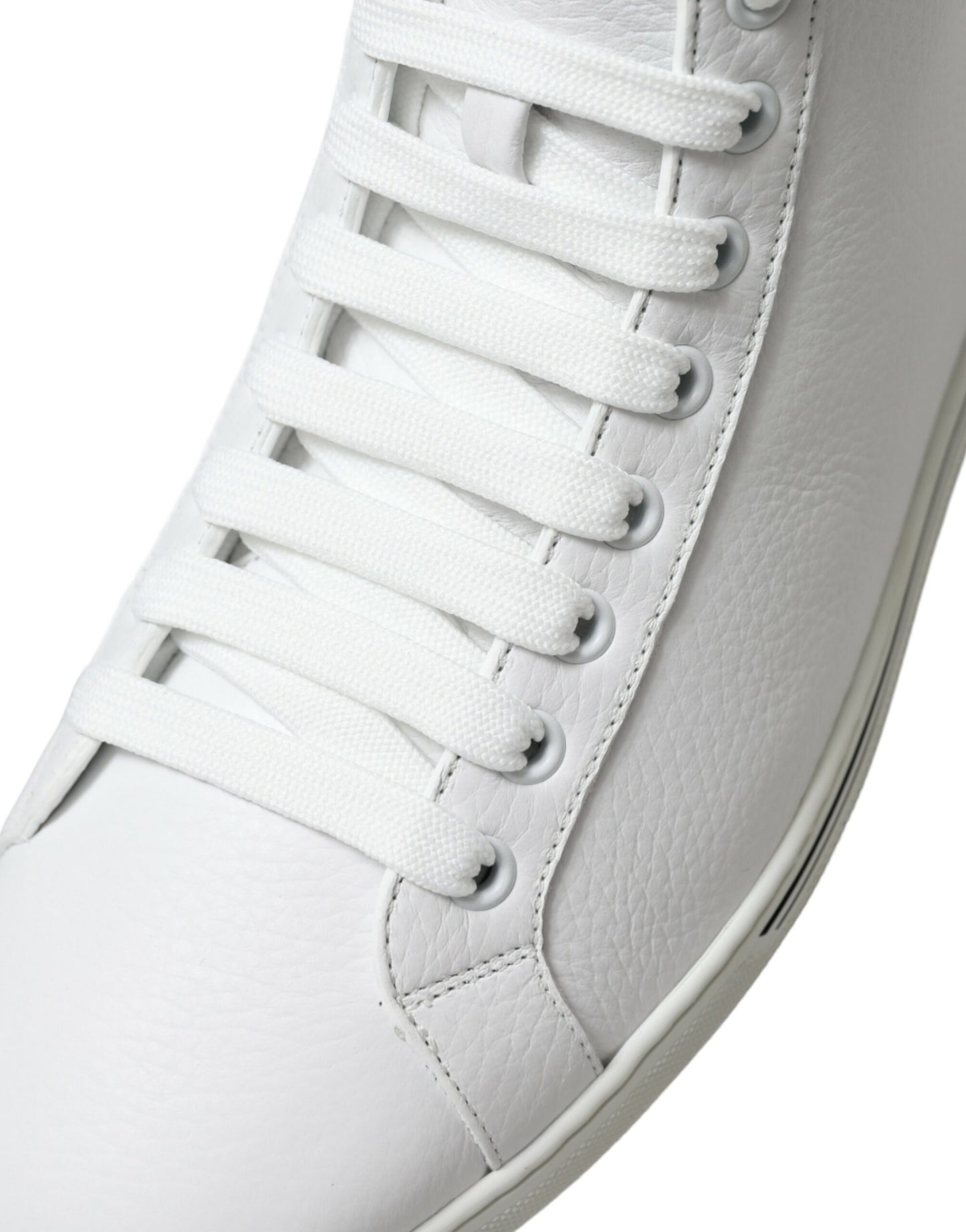 Dolce & Gabbana Elegant White Leather High Top Sneakers - EU40/US7