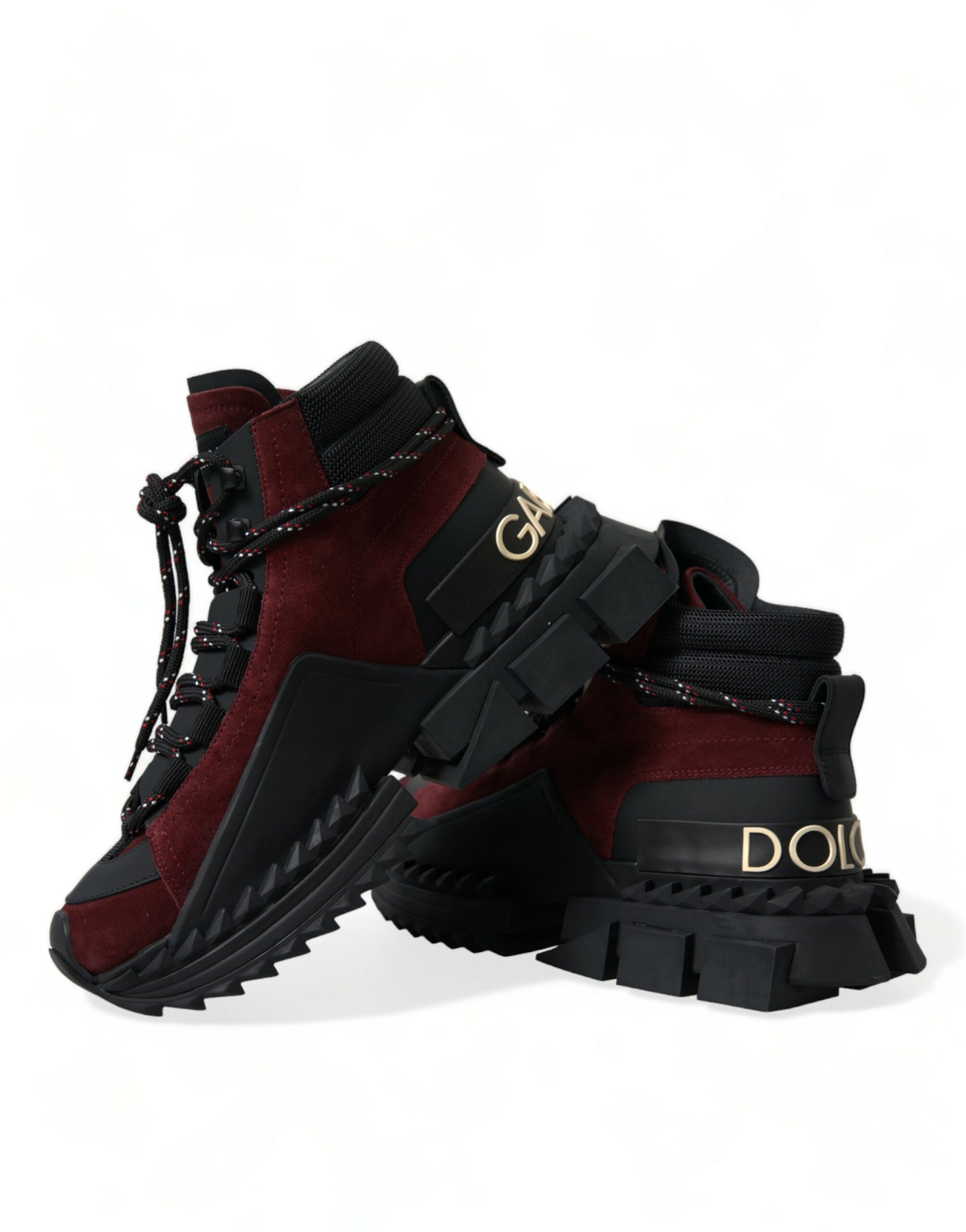 Dolce & Gabbana Burgundy Leather High Top Sneakers - EU39/US6