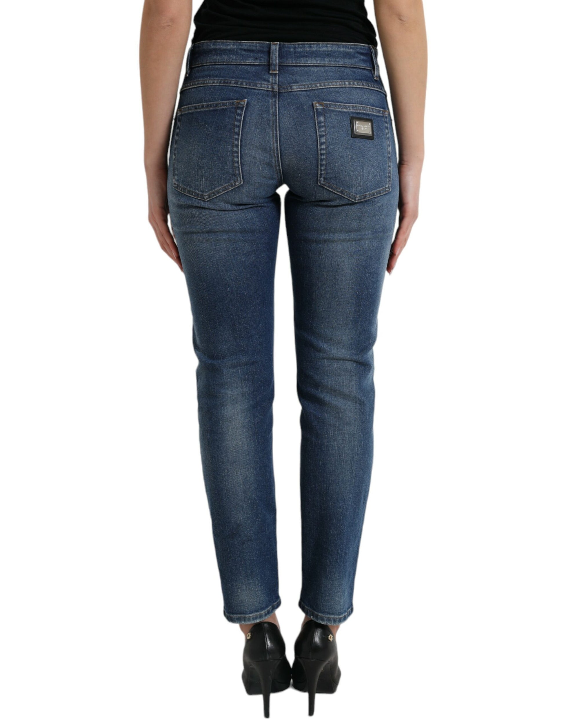 Dolce & Gabbana Chic Boyfriend Mid-Waist Stretch Jeans - IT40|S